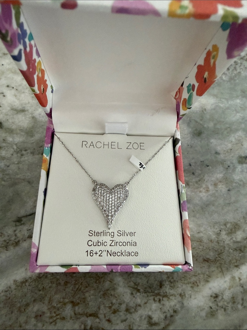 Rachel Zoe Sterling Silver Pave Heart Pendant Necklace - Silver